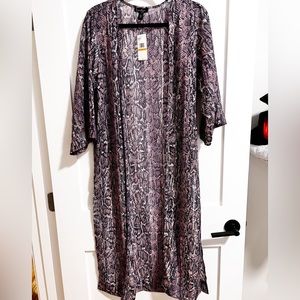 Jessica Simpson Purple Metallic Silver Snakeskin open Kimono/Cardigan NW…